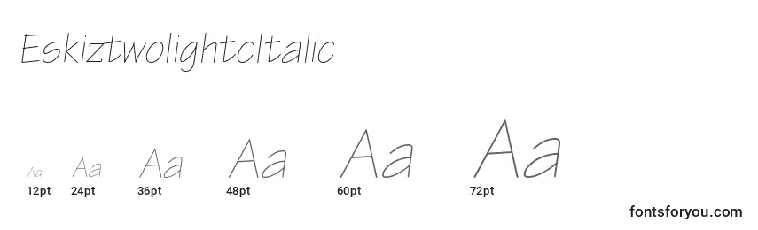 Размеры шрифта EskiztwolightcItalic