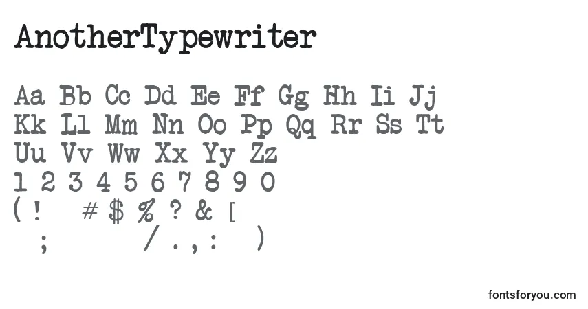 A fonte AnotherTypewriter – alfabeto, números, caracteres especiais