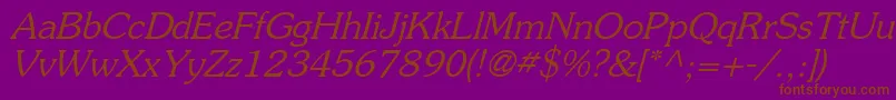 PrestigeItalicOblique Font – Brown Fonts on Purple Background