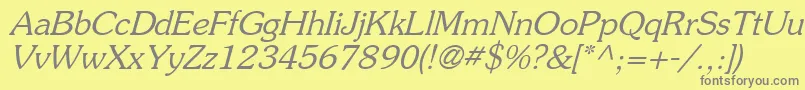 フォントPrestigeItalicOblique – 黄色の背景に灰色の文字