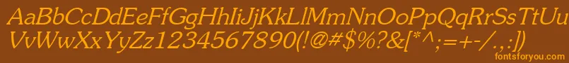 PrestigeItalicOblique Font – Orange Fonts on Brown Background