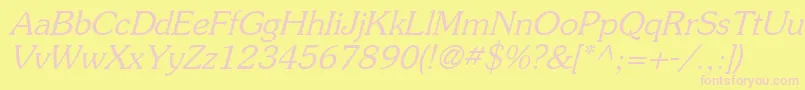 PrestigeItalicOblique Font – Pink Fonts on Yellow Background