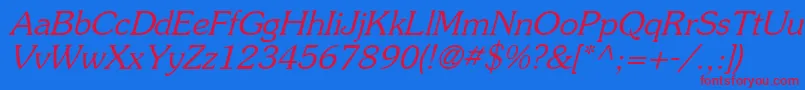 PrestigeItalicOblique Font – Red Fonts on Blue Background