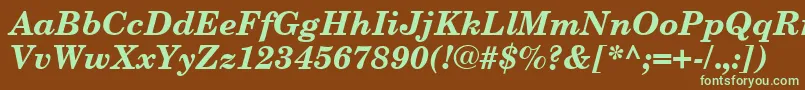 NewCenturySchoolbookCeBoldItalic Font – Green Fonts on Brown Background