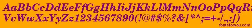 NewCenturySchoolbookCeBoldItalic-fontti – violetit fontit oranssilla taustalla
