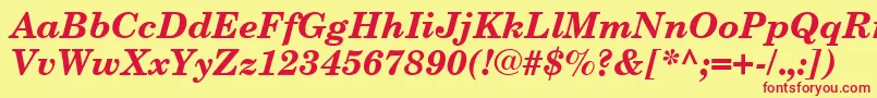 NewCenturySchoolbookCeBoldItalic Font – Red Fonts on Yellow Background