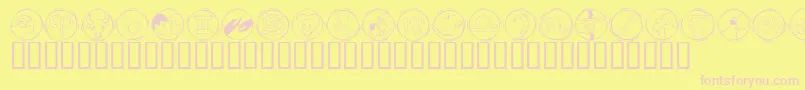フォントKrAstro2 – ピンクのフォント、黄色の背景