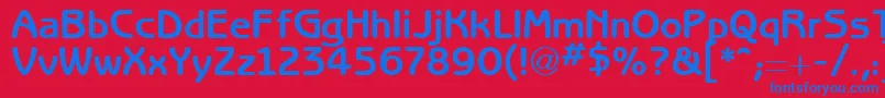 RedjaminGothic-Schriftart – Blaue Schriften auf rotem Hintergrund