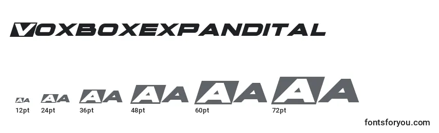 Размеры шрифта Voxboxexpandital