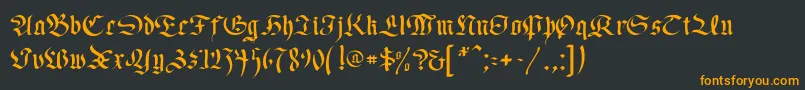 OldGermen-Schriftart – Orangefarbene Schriften auf schwarzem Hintergrund