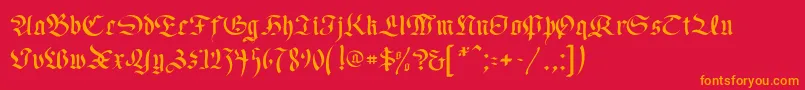 フォントOldGermen – 赤い背景にオレンジの文字