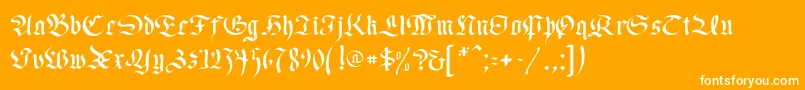 OldGermen-Schriftart – Weiße Schriften auf orangefarbenem Hintergrund