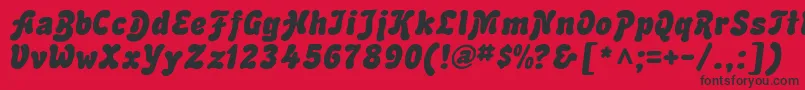 フォントAdvertItalic – 赤い背景に黒い文字