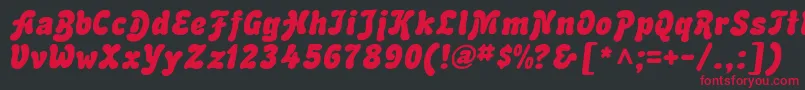 フォントAdvertItalic – 黒い背景に赤い文字