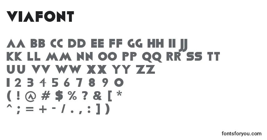 Czcionka Viafont – alfabet, cyfry, specjalne znaki