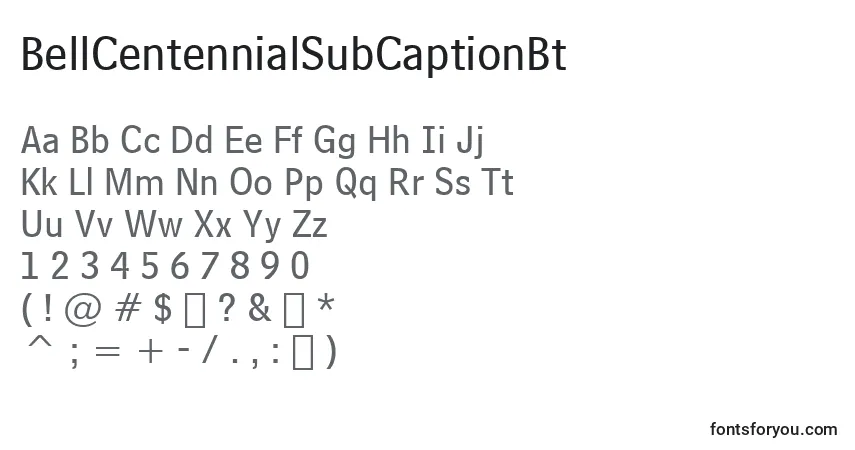 A fonte BellCentennialSubCaptionBt – alfabeto, números, caracteres especiais