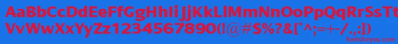 Czcionka DialogXbold – czerwone czcionki na niebieskim tle