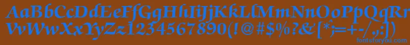 Czcionka ZabriskiescriptHeavyRegular – niebieskie czcionki na brązowym tle