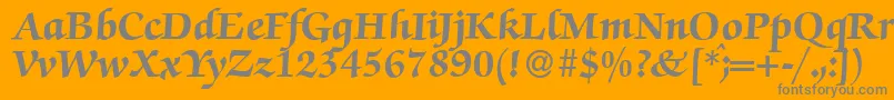 ZabriskiescriptHeavyRegular-Schriftart – Graue Schriften auf orangefarbenem Hintergrund