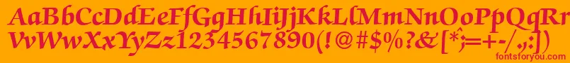 フォントZabriskiescriptHeavyRegular – オレンジの背景に赤い文字