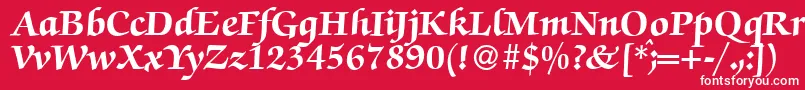 Czcionka ZabriskiescriptHeavyRegular – białe czcionki na czerwonym tle