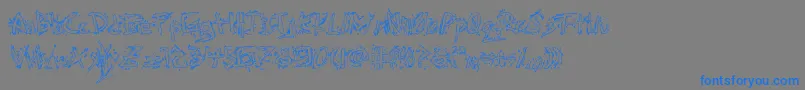 Assassinnationout-Schriftart – Blaue Schriften auf grauem Hintergrund