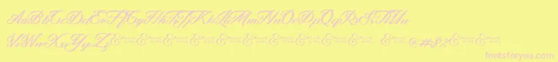 ZephanDemoVer-fontti – vaaleanpunaiset fontit keltaisella taustalla