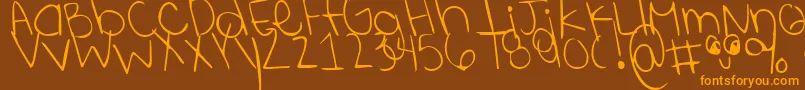 Weitere Informationen zur Shininglikestars-Schriftart Shininglikestars-Schriftart – Orangefarbene Schriften auf braunem Hintergrund
