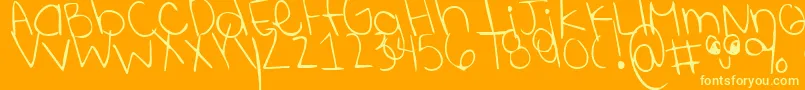 Fonte Shininglikestars – fontes amarelas em um fundo laranja