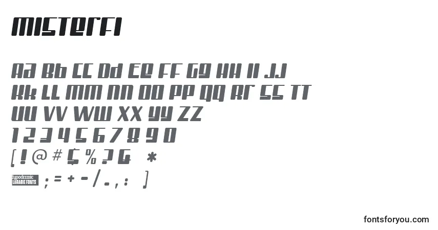 Шрифт Misterfi – алфавит, цифры, специальные символы