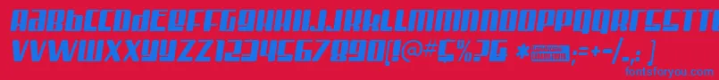 Misterfi Font – Blue Fonts on Red Background