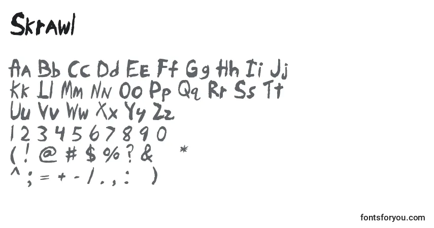 Schriftart Skrawl – Alphabet, Zahlen, spezielle Symbole