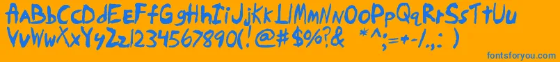 Skrawl Font – Blue Fonts on Orange Background