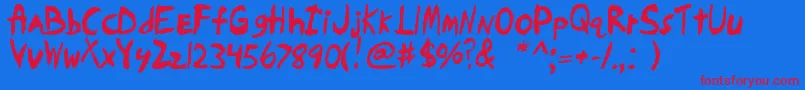 Skrawl Font – Red Fonts on Blue Background