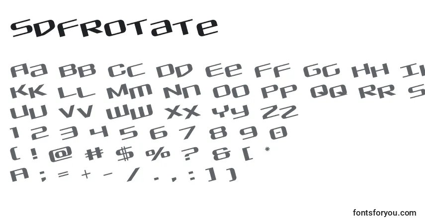 Schriftart Sdfrotate – Alphabet, Zahlen, spezielle Symbole