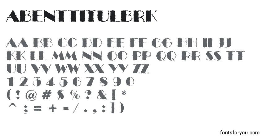 ABenttitulbrkフォント–アルファベット、数字、特殊文字
