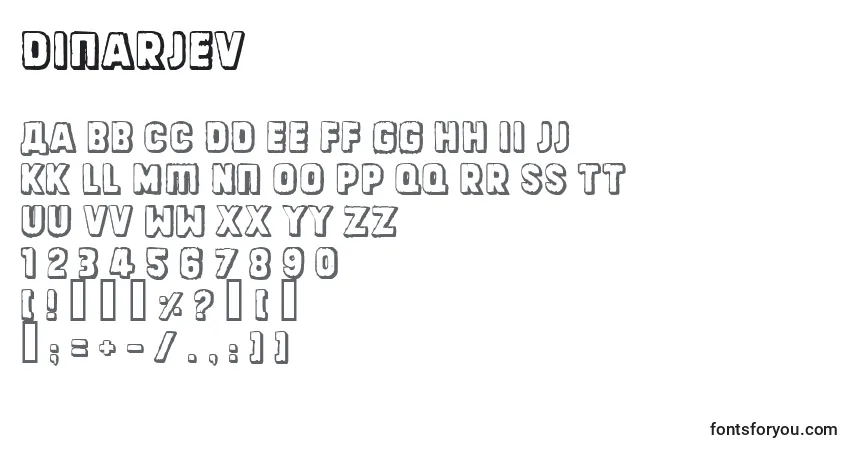 Fuente Dinarjev - alfabeto, números, caracteres especiales