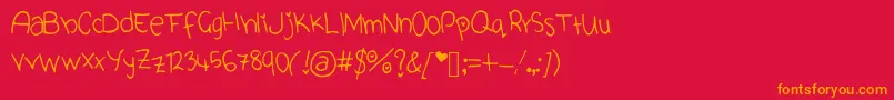 CuteFont-Schriftart – Orangefarbene Schriften auf rotem Hintergrund