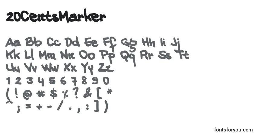 Schriftart 20CentsMarker – Alphabet, Zahlen, spezielle Symbole