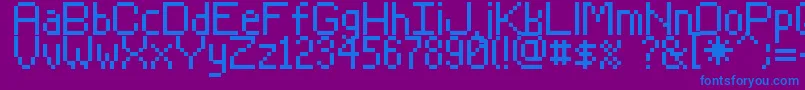 フォントRasterman – 紫色の背景に青い文字