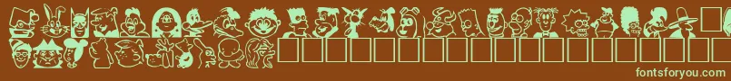 ToonPlain-fontti – vihreät fontit ruskealla taustalla