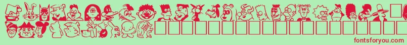 ToonPlain-fontti – punaiset fontit vihreällä taustalla