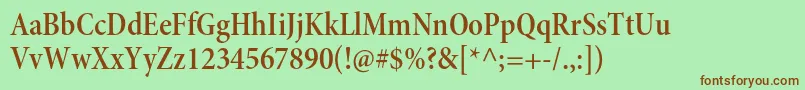 MinionproSemiboldcnsubh Font – Brown Fonts on Green Background