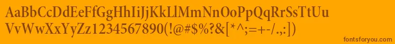 MinionproSemiboldcnsubh Font – Brown Fonts on Orange Background