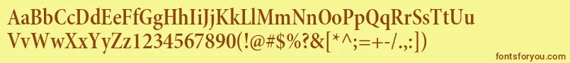 MinionproSemiboldcnsubh-Schriftart – Braune Schriften auf gelbem Hintergrund