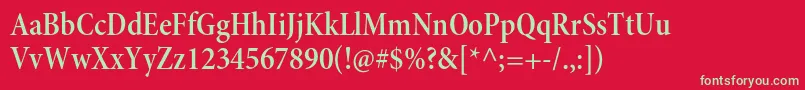 MinionproSemiboldcnsubh Font – Green Fonts on Red Background