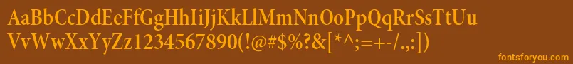 MinionproSemiboldcnsubh Font – Orange Fonts on Brown Background