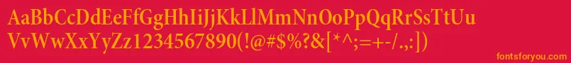 MinionproSemiboldcnsubh Font – Orange Fonts on Red Background
