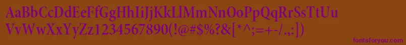 MinionproSemiboldcnsubh Font – Purple Fonts on Brown Background