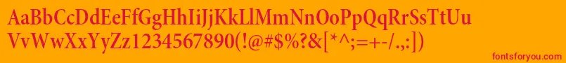 MinionproSemiboldcnsubh Font – Red Fonts on Orange Background